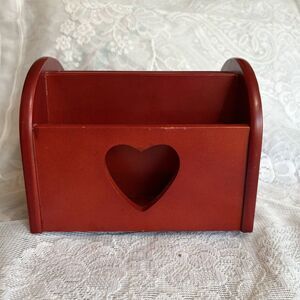 Vintage Wooden Heart Cut-Out Napkin, Mail Holder 7” Lazy Susan Cottagecore